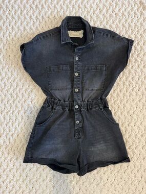 Altar'd State Black Denim Romper